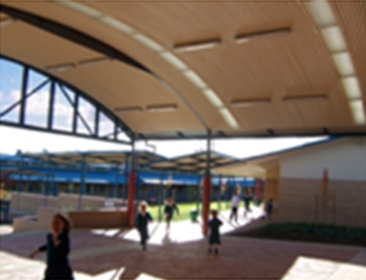 This photo shows a Covered Outdoor Learning Area which provides shelter in the school. This photo is taken from the Riverina Region.