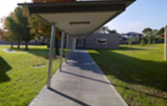 Thsi photo shows a path which caters for desire lines by leading directly to the building. This photo was taken in Western Sydney.