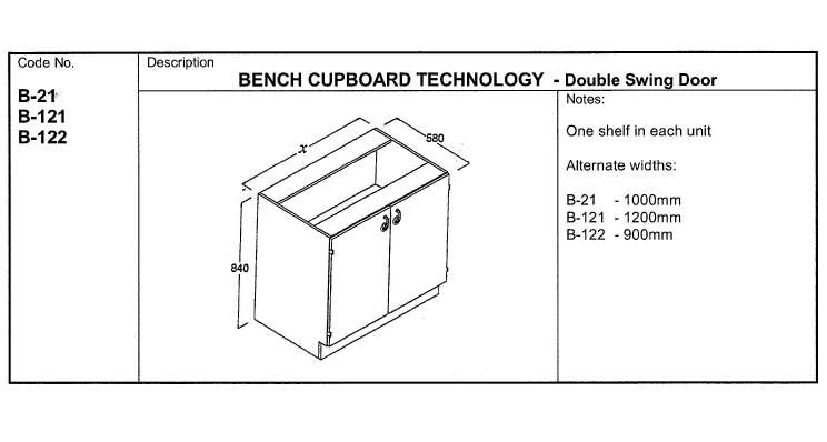 Fixed Bench Cupboard, Technology 1000