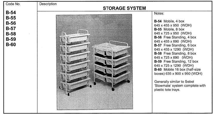 Storage System, Free Standing, Complete with 12 Boxes