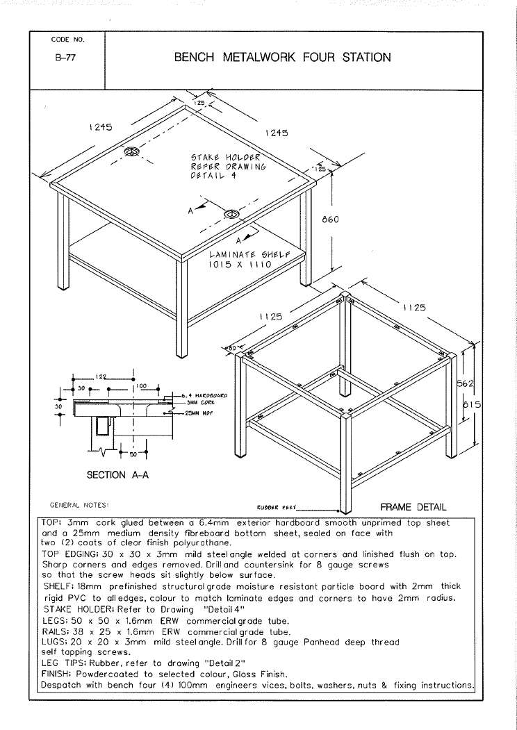 Bench, Metalwork, 4 Station