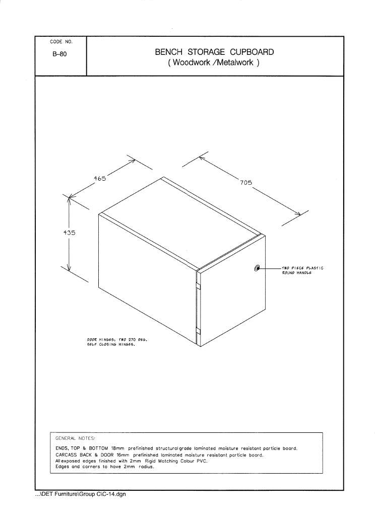 Bench, Storage Cupboard (For B-76 to B-79)