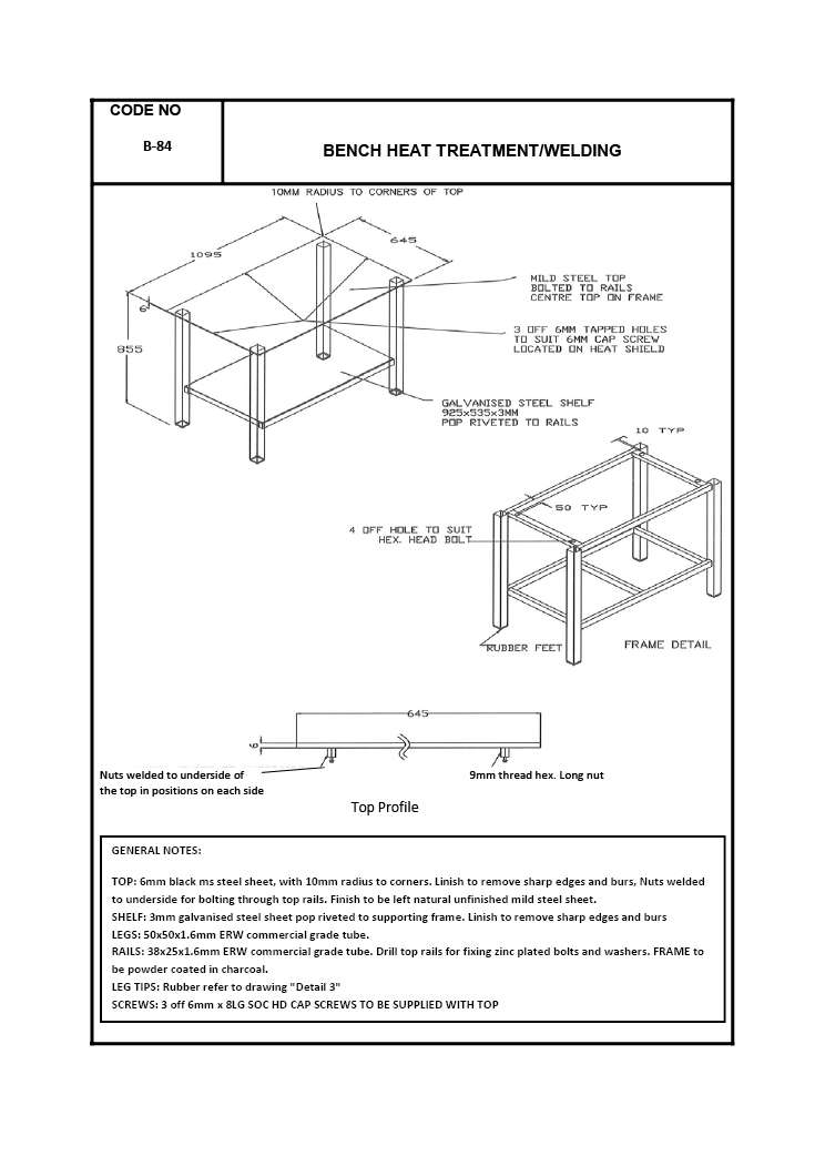 Bench, Heat Treatment/Welding