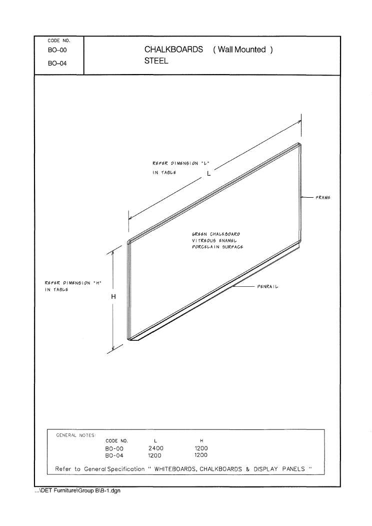 Fixed Chalkboard, Steel, 2400