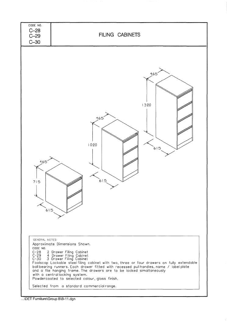 Cabinet, Foolscap Filing, 4 Drawer