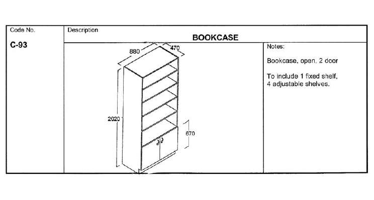 Bookcase, Open, 2 Door, High