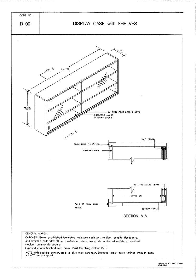 Fixed Display Case, with Shelves