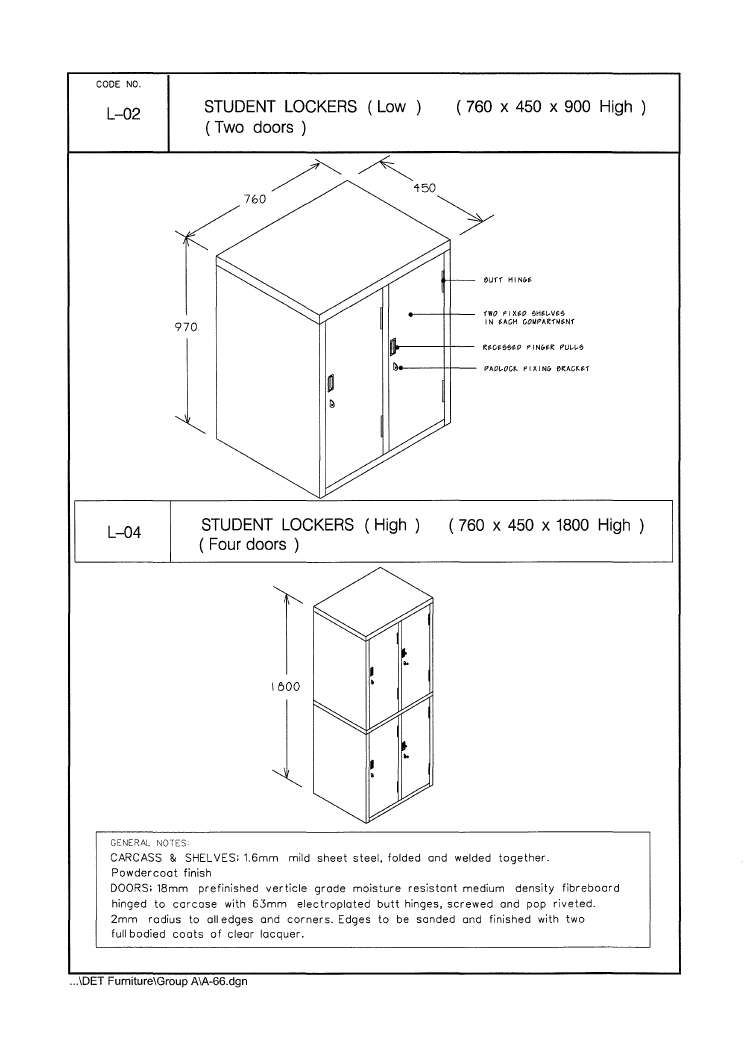 Student Lockers, 2 Door, Low