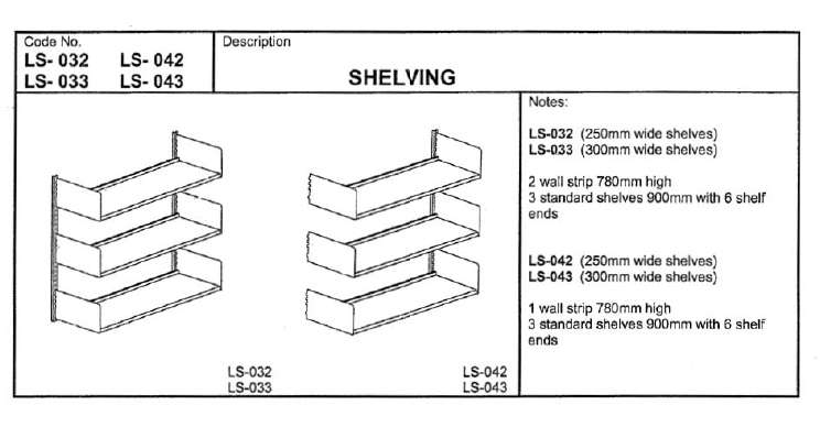 Fixed Shelving, 800mm, Wall Fixed, Add on Bay with 3 Std 250mm Shelves
