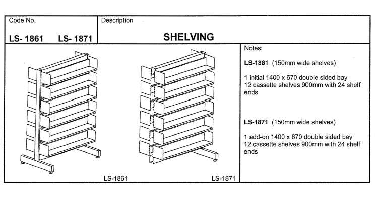 Shelving, 1400mm, Double Sided, Starting Bay with 12 Cassette Shelves