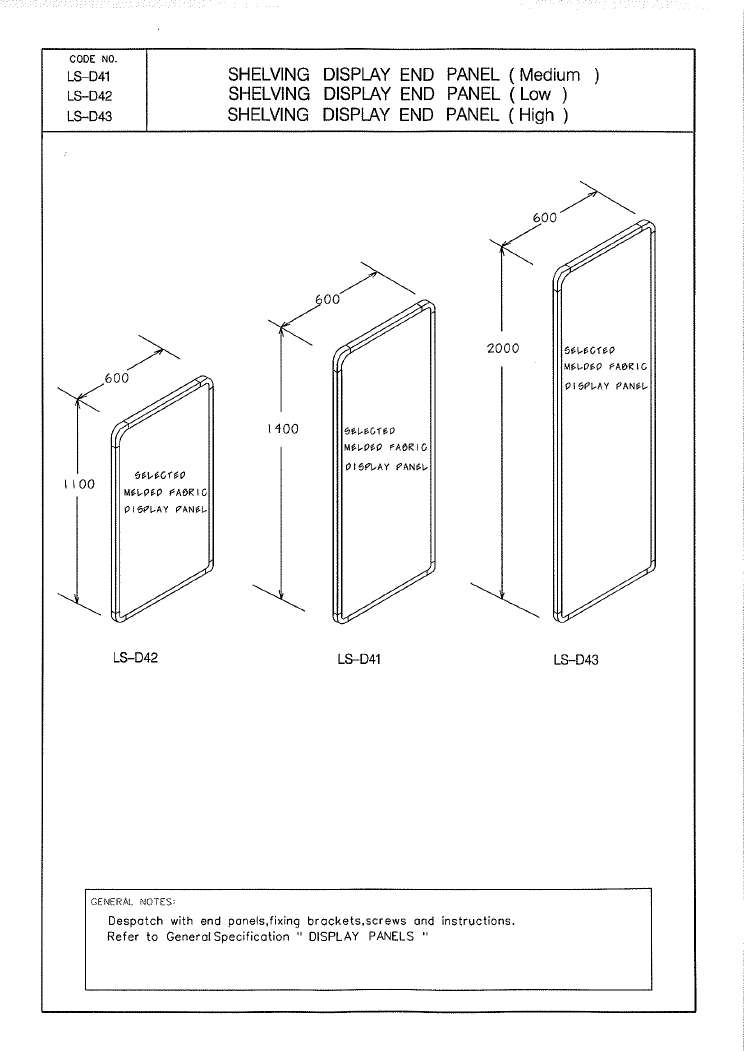 Shelving Display, End Panel, High (size to suit 2000 high double sided shelving)