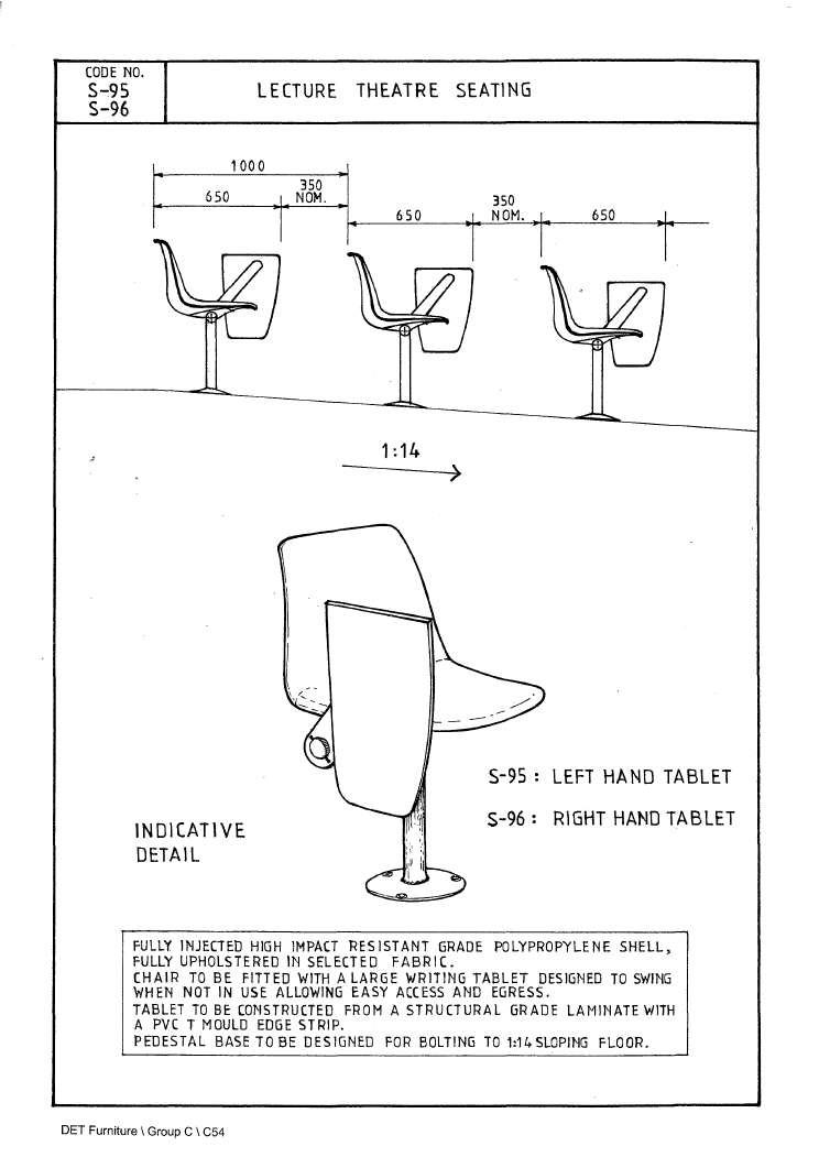 Fixed Seat, Lecture, Left Hand Tablet