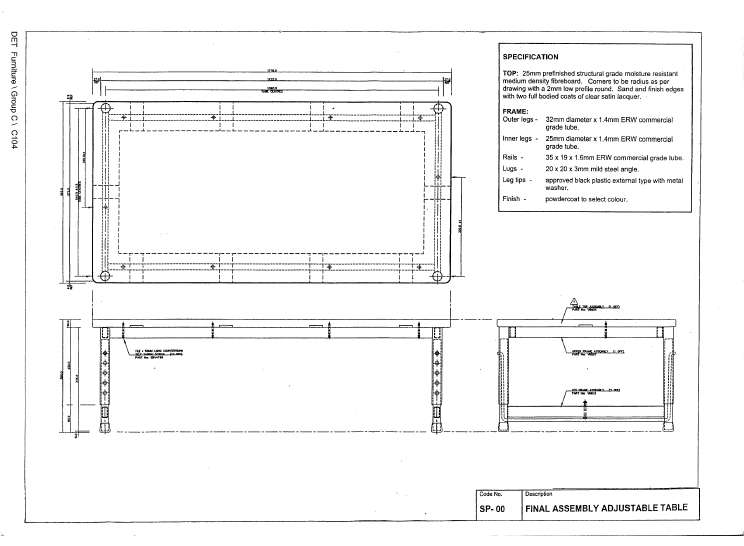 Table, Adjustable, Low Range