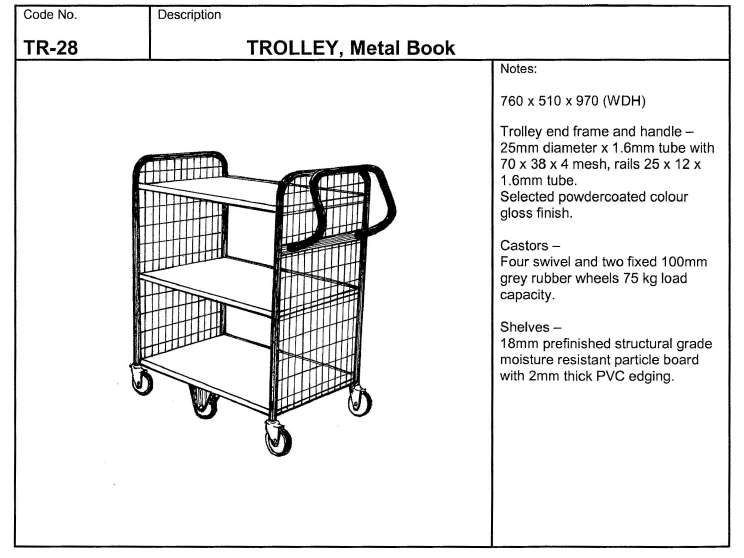 Trolley, Metal, Book