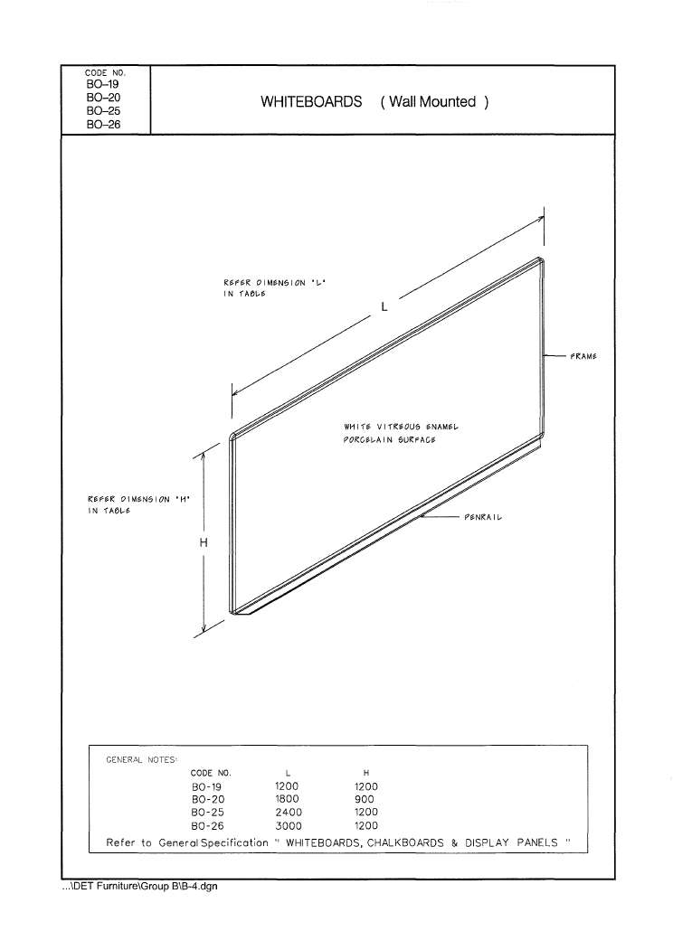 Fixed Whiteboard, 2400
