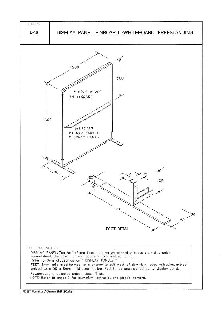 Display Panel, Pinboard/Whiteboard, Freestanding