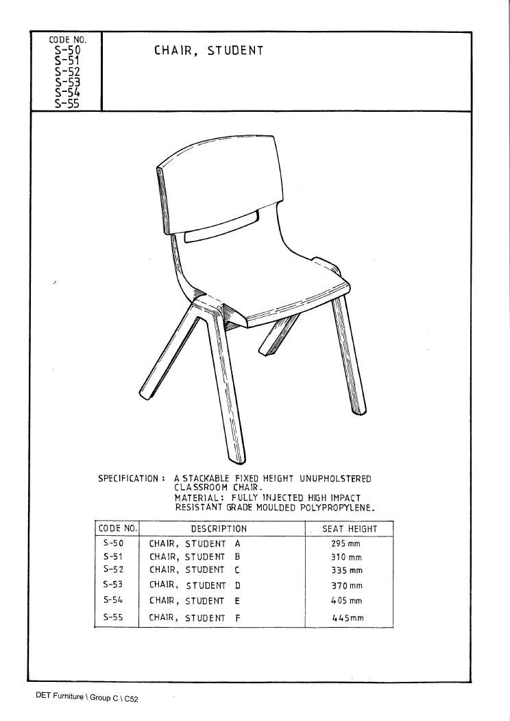 Chair, Plastic F, Postura (Primary) (445mm height)