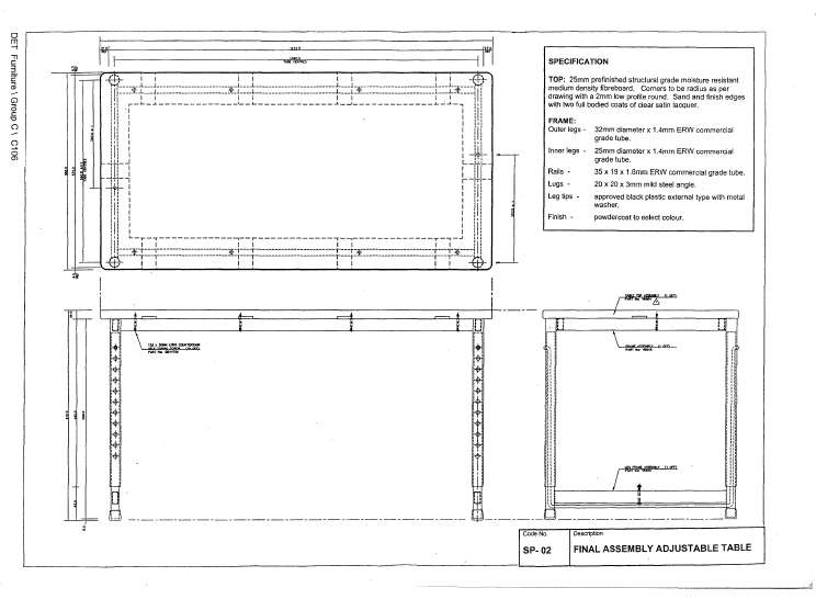 Table, Adjustable, High Range