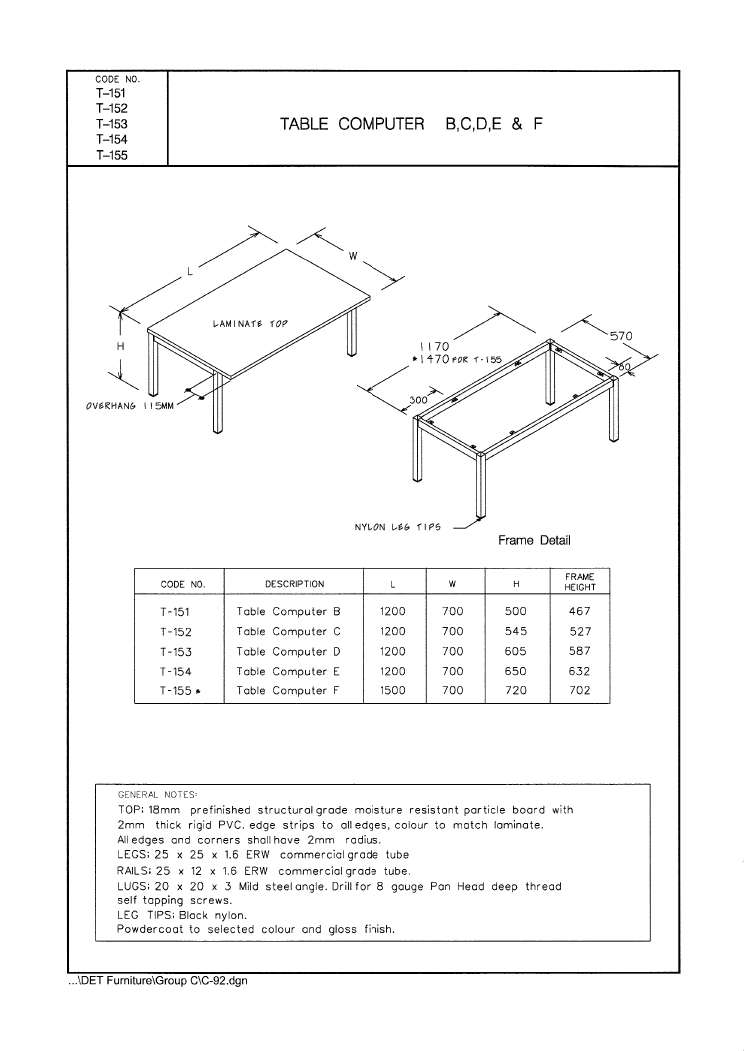 Table, Computer, F (720mm height)